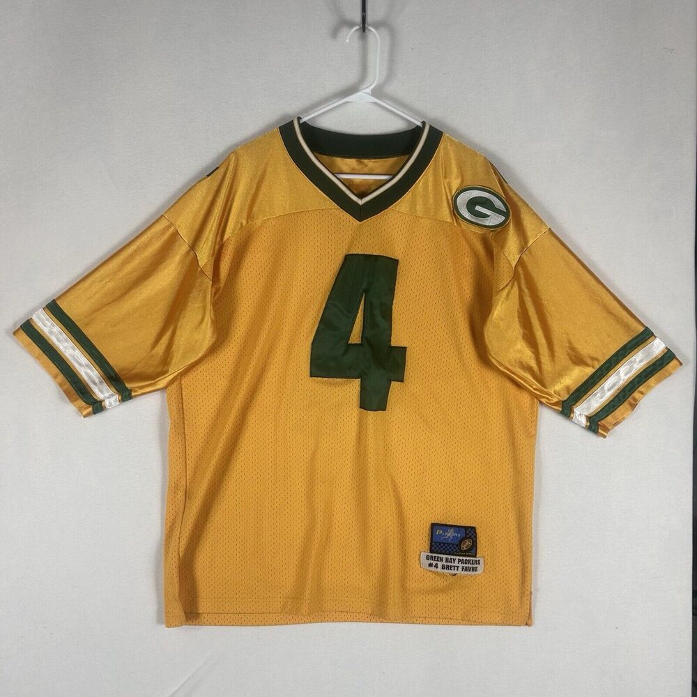 Vintage NFL Players Green Bay Packers Brett Favre #4 Jersey Mens XL Yellow S/S